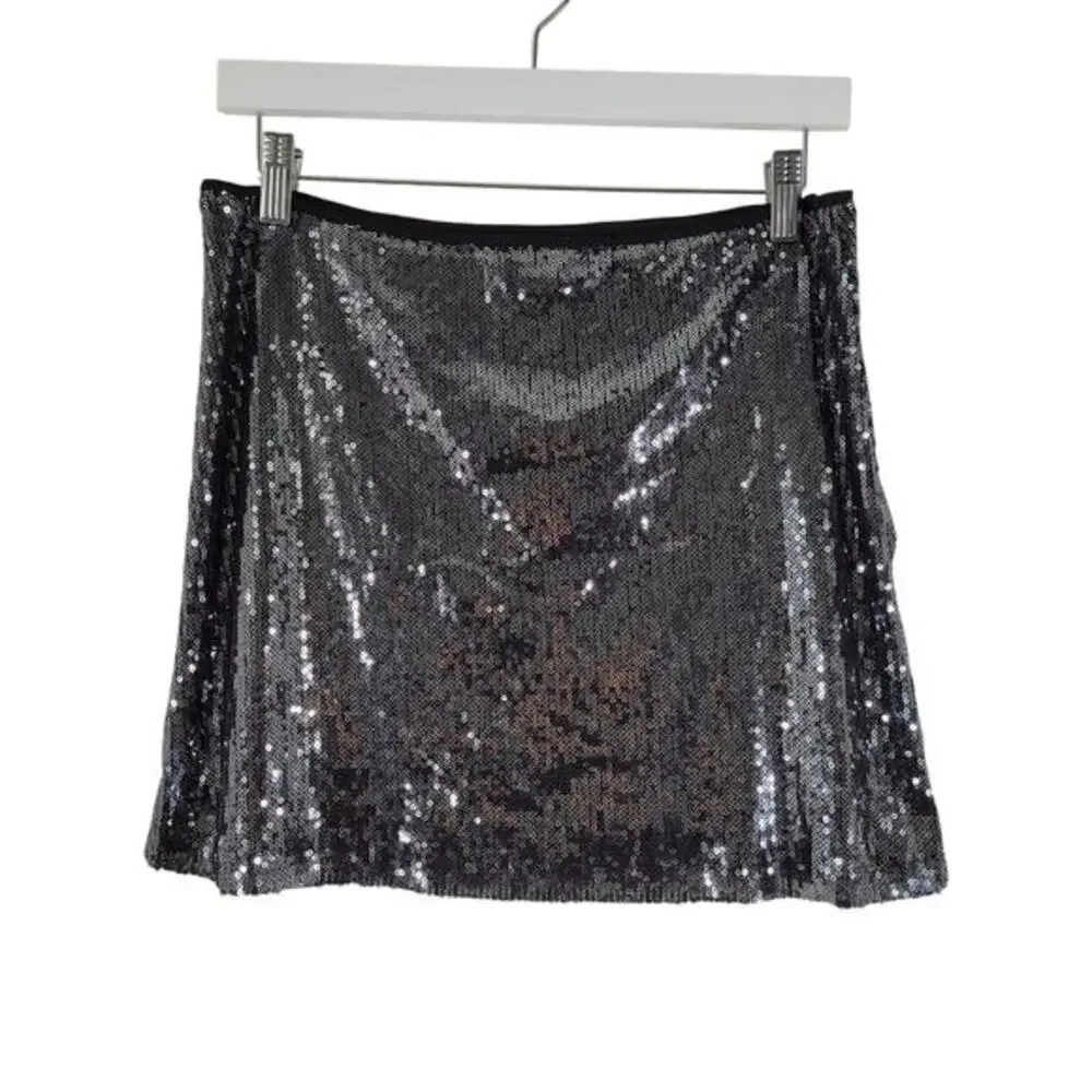 Serena Kay Paris Sequin Mini Skirt Womans US 6 (T2) Waist Black Made‎ in France